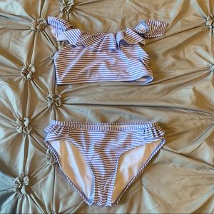 Old Navy Blue Stripped 2 Piece Swimsuit Size L